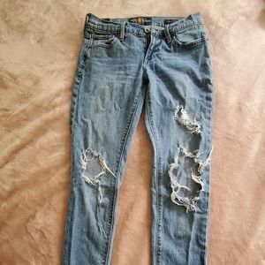 Full length blue ripped jeans